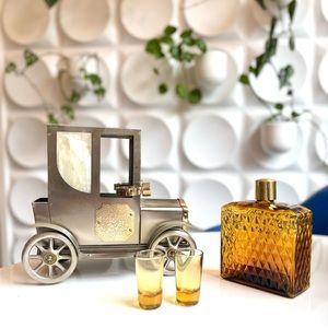 Vintage Model T Flask & Shot Glass Set